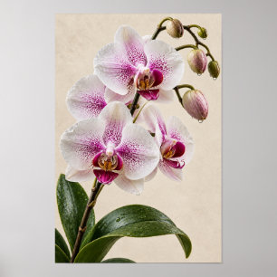 Poster Arte de Parede Floral de Orquídea Rosa Vintage Ele
