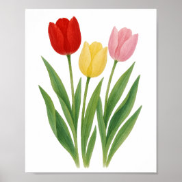 Poster Arte de Parede Floral de Tulipas Misturadas Imprim