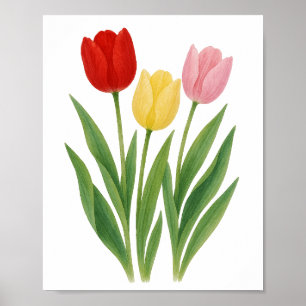 Poster Arte de Parede Floral de Tulipas Misturadas Imprim