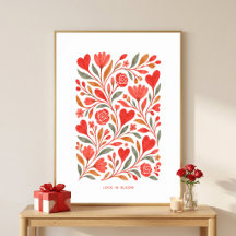 Arte de Parede Floral do Dia dos Namorados Amor em