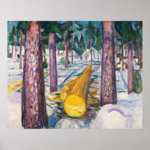 Poster Arte de parede Floresta do Tronco Amarelo de Munch