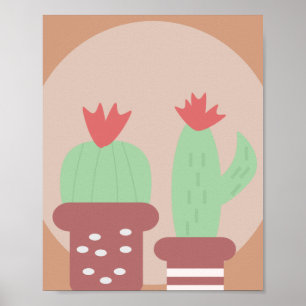 Poster Arte de Parede Formas e Vasos de Barro com Cacto P