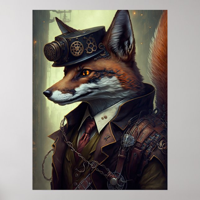 Poster Arte de Parede Fox Steampunk (Frente)