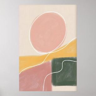 Poster Arte de Parede Geométrica Abstrata - Cores Suaves 