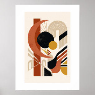 Poster Arte de Parede Geométrica Abstrata   Meados do Séc