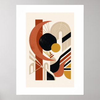 Poster Arte de Parede Geométrica Abstrata | Meados do Séc