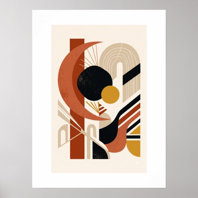 Poster Arte de Parede Geométrica Abstrata | Meados do Séc (Frente)