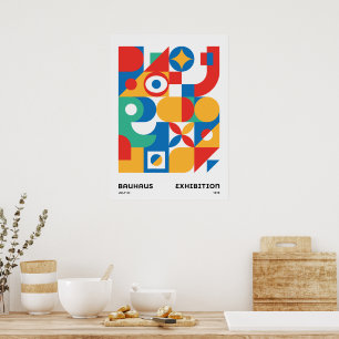 Poster Arte de Parede Geométrica Bauhaus Cores Intensas