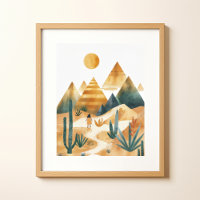 Arte de Parede Geométrica de Cacto Paisagem do Des