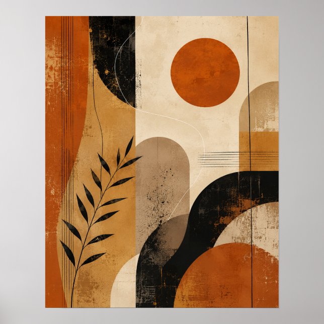 Poster Arte de Parede Geométrico Abstrato Boho Moderno –  (Frente)