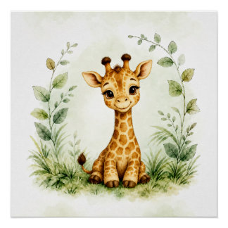Póster Arte de Parede Girafa Vida Selvagem Poster de Nat