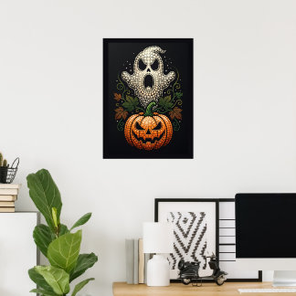 Poster Arte de Parede Gótica de Abóbora de Caveira de Hal