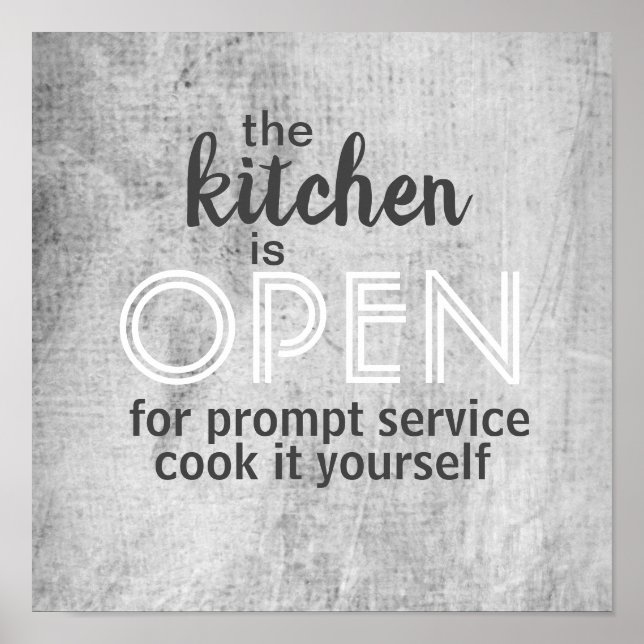 Poster arte de parede humorística da cozinha em cinzas (Frente)
