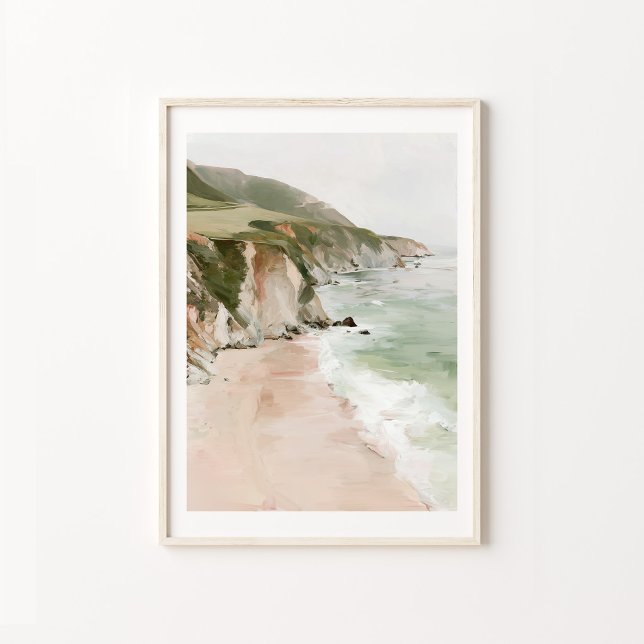 Poster Arte de Parede Impressa Cena de Praia Costeira (Coastal Beach Scene Wall Art Print | Serene Ocean Landscape Decor | Coastal Home, Beach House & Livi)