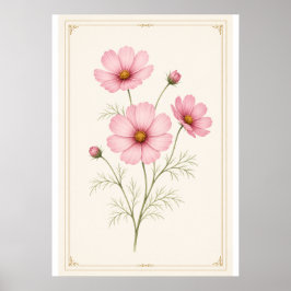 Poster Arte de parede impressa da flor de nascimento de o