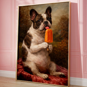 Poster Arte de Parede Impressa de Picolé de Bulldog Franc