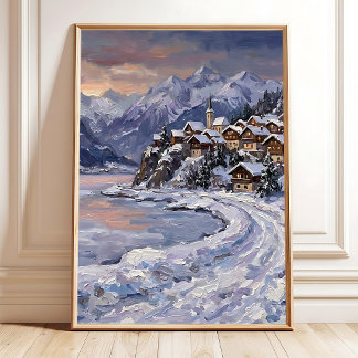 Poster Arte de Parede Impressionista Alpes Suíços Crepúsc