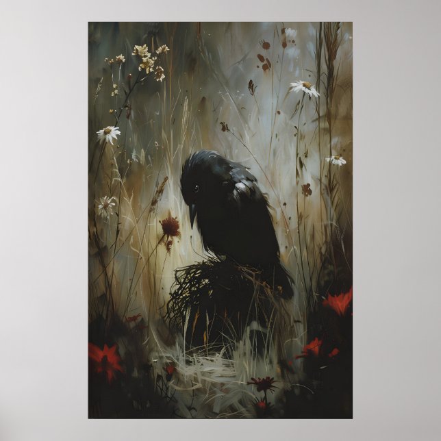 Poster Arte de Parede Imprimível Black Bird, Animal Vinta (Frente)