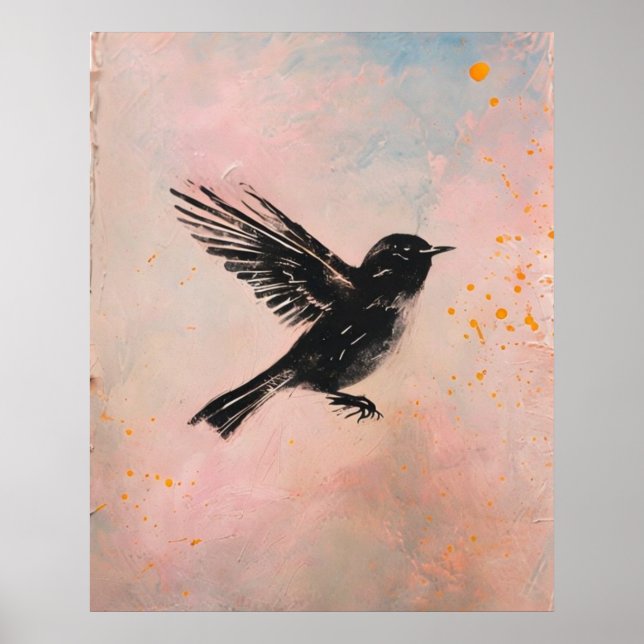 Poster Arte de Parede Imprimível de Pássaro em Aquarela (Frente)
