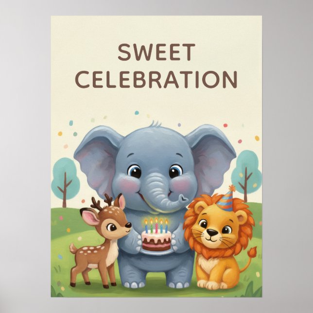 Poster Arte de Parede Infantil Animais da Floresta Celebr (Frente)