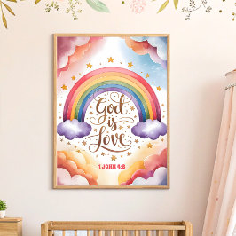 Poster Arte de Parede Infantil Cristã Deus é Amor