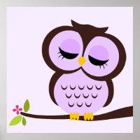 Arte de Parede Infantil de Coruja de Desenho Anima