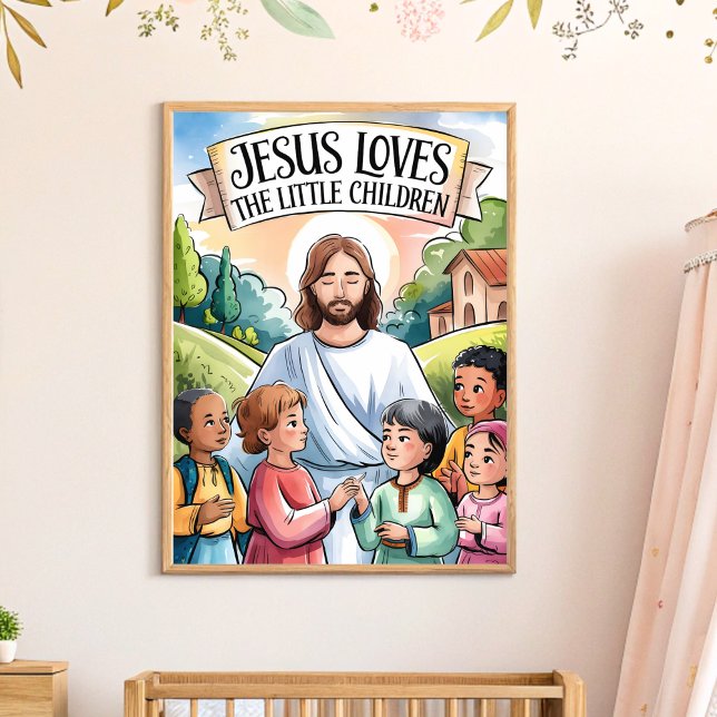 Poster Arte de Parede Infantil Jesus Ama as Crianças (Criador carregado)