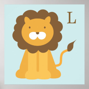 Póster Arte de Parede Infantil Leão de Desenho