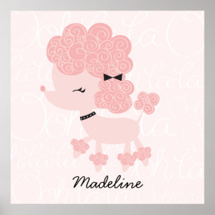 Póster Arte de Parede Infantil Poodle Francês de Desenho