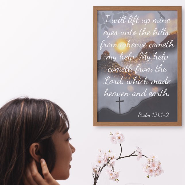 Poster Arte de Parede Inspiradora com Versículo da Bíblia (Inspirational Bible Verse Mountain Vista Wall Art Print)