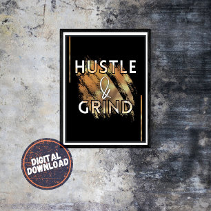 Poster Arte de Parede Inspiradora Motivacional Hustle & G