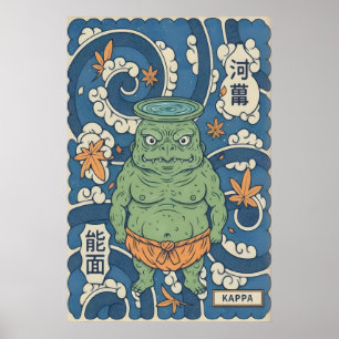 Poster Arte de Parede Japonesa Kappa Bold Folklore Impres