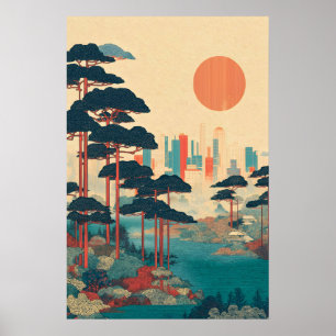 Poster Arte de Parede Japonesa Minimalista Moderna - Cont