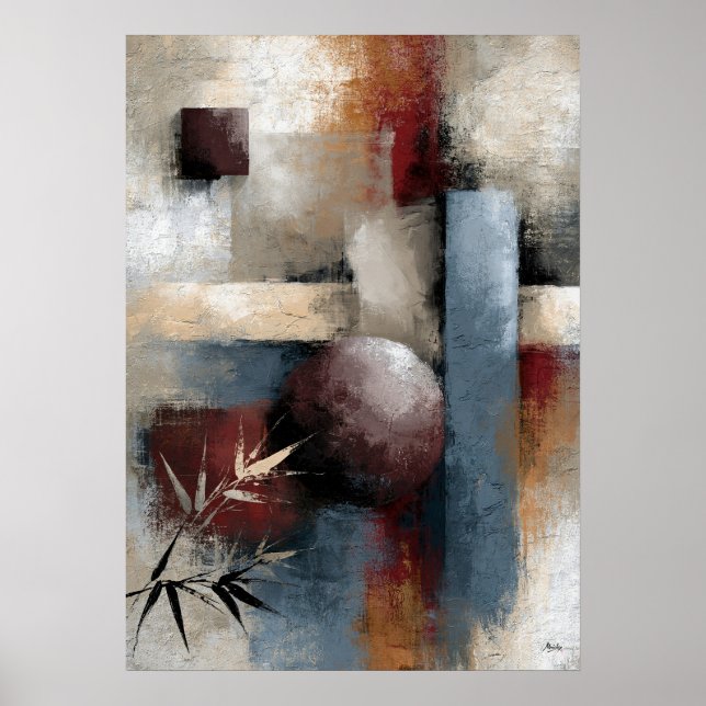 Poster Arte de Parede Japonesa Moderna Abstrata de Bambu  (Frente)