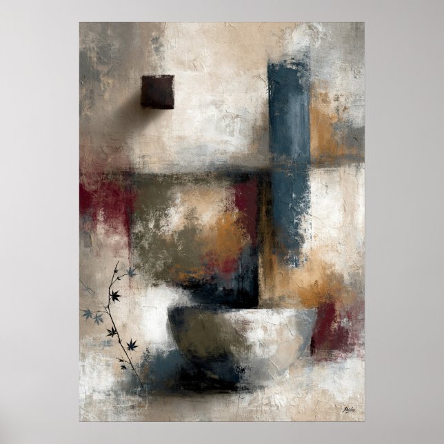Poster Arte de Parede Japonesa Moderna Abstrata de Bordo  (Frente)