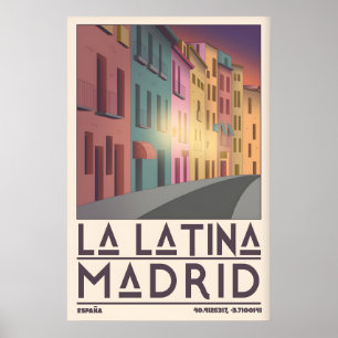 Poster Arte de Parede La Latina Madrid Cartaz Estilo Vint