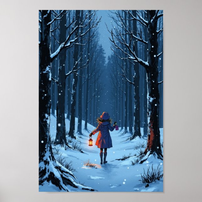 Poster Arte de Parede Lanterna de Inverno Anime Neve (Frente)