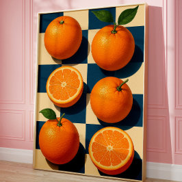 Poster Arte de Parede Laranja, Arte Retro de Frutas Laran