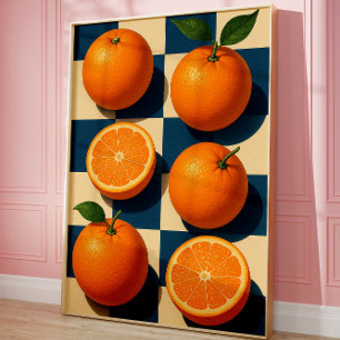 Poster Arte de Parede Laranja, Arte Retro de Frutas Laran