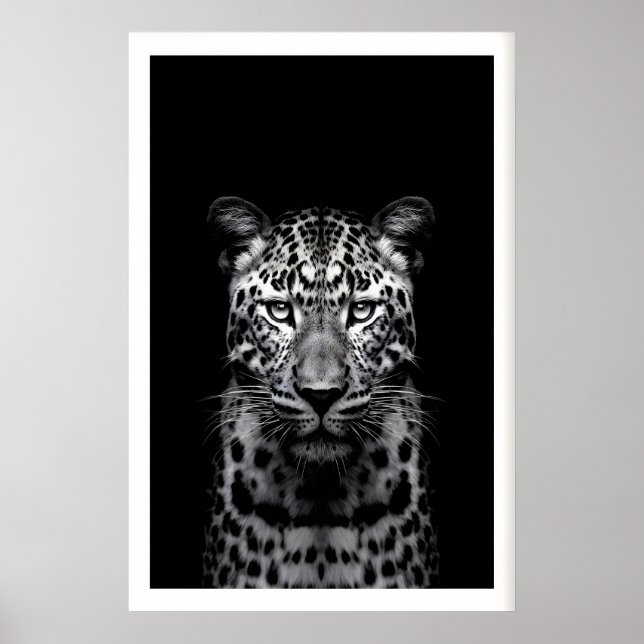 Poster Arte de Parede Leopardo Fotografia Preto e Branco (Frente)