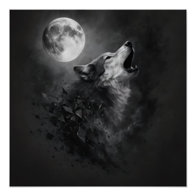 Póster Arte de Parede Lua do Lobo Uivando (Frente)