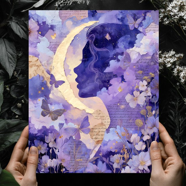 Poster Arte de Parede Luar Fantástico Surreal Céu Noturno (Criador carregado)