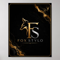 Arte de Parede Luxuosa Preta e Dourada com Logo Fo