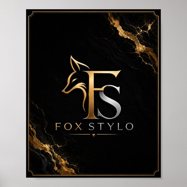 Poster Arte de Parede Luxuosa Preta e Dourada com Logo Fo (Frente)