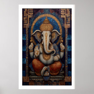 Poster Arte de Parede Majestoso Ganesha - Design Mosaico 