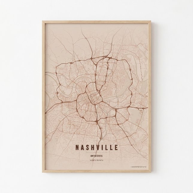 Poster Arte de Parede Mapa da Cidade de Tennessee Impress (Criador carregado)
