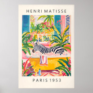 Poster Arte de parede maximalista, Zebra na banheira engr