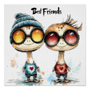 Póster Arte de Parede "Melhores Amigos" Quirky