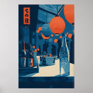 Poster Arte de Parede Mercado Japonês, Cena de Rua com La