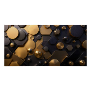 Póster Arte de Parede Metálica Geométrica de Abstrato - D